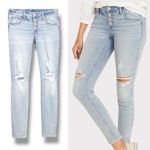 NWT OLD NAVY Rockstar Jeans Super Skinny High-Rise Exposed Fly Blue Size 10